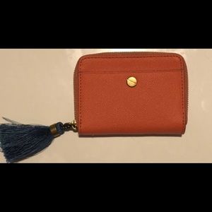 JCREW Saffiano Italian Leather Zip Around Tassel
